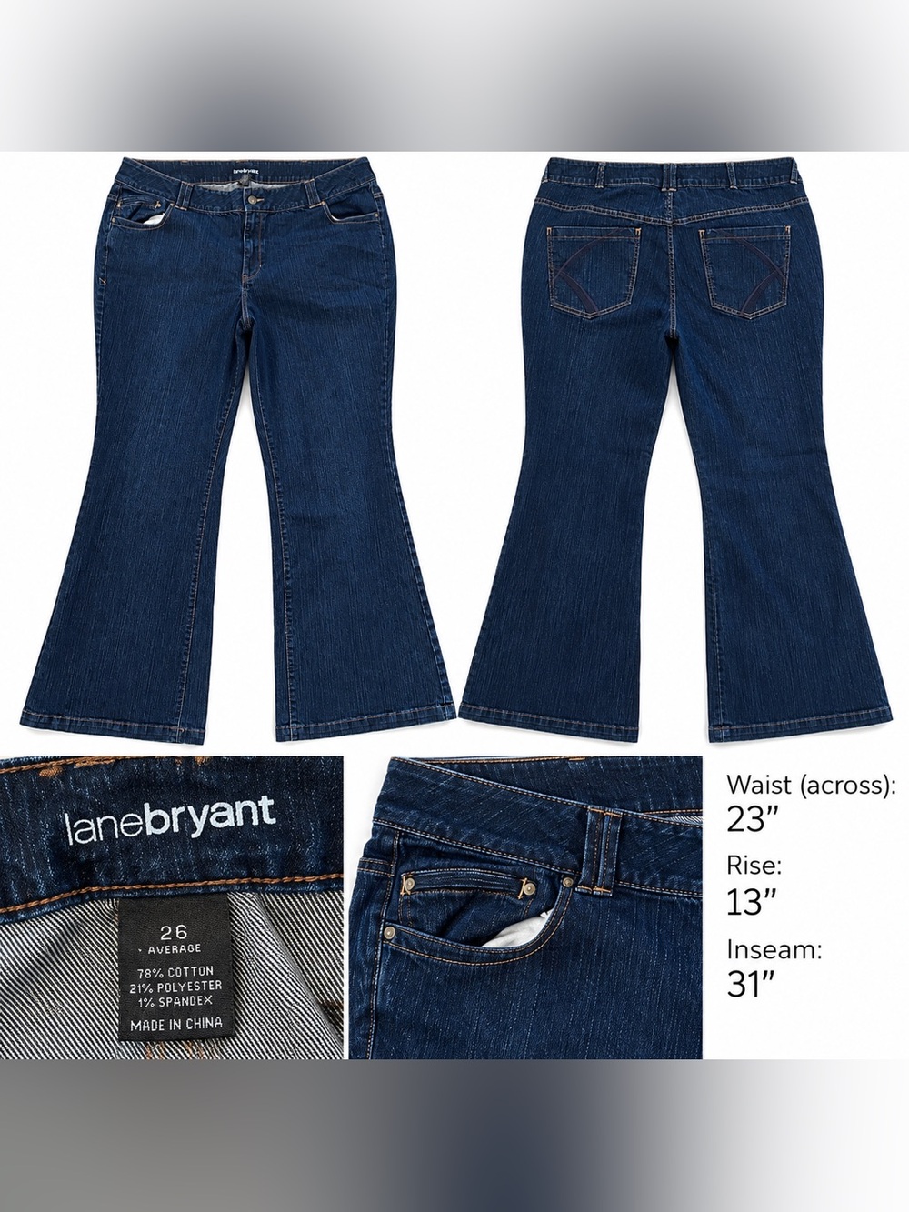 Lane Bryant • Dark Wash Stretch Bootcut Flare Jeans • Size 26 Average